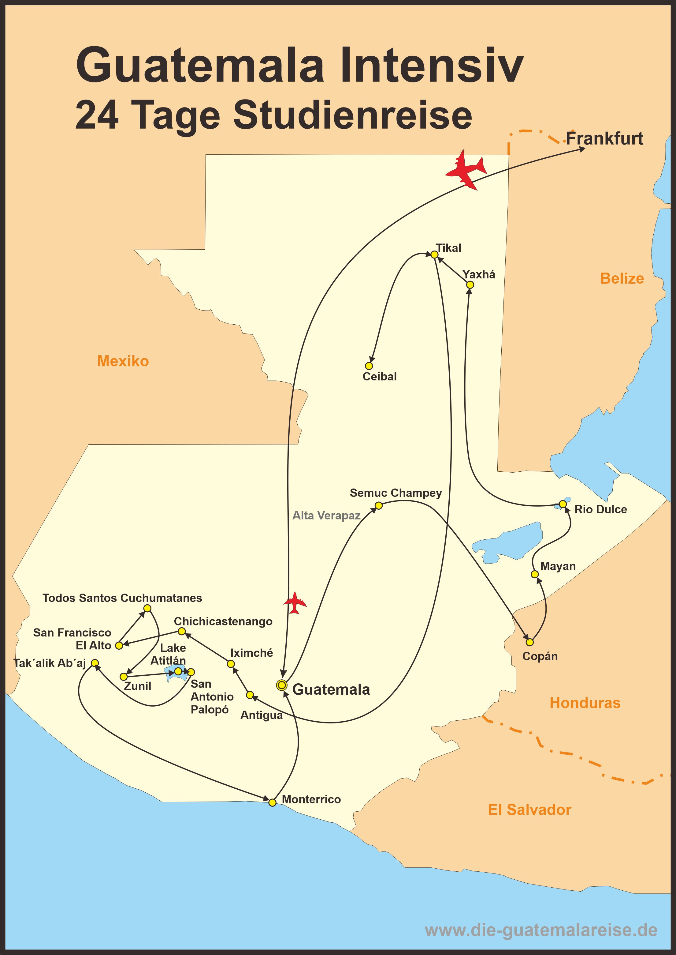 Reiseroute der Reise Guatemala